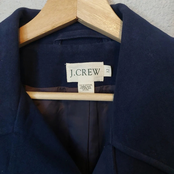 J.Crew Vintage Double Breasted Peacoat Navy Blue Size 12 Sailor Military Preppy - Picture 4 of 7